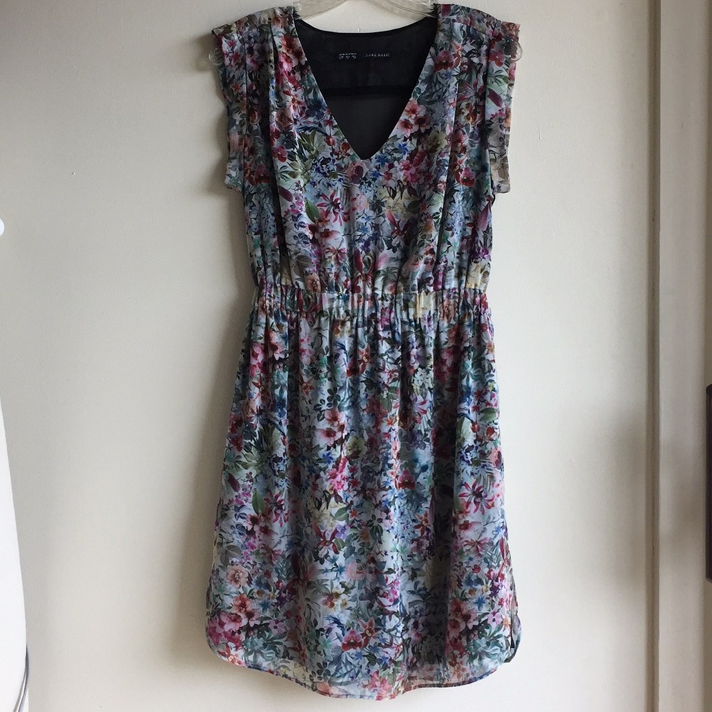 Zara multi floral printed dress size M